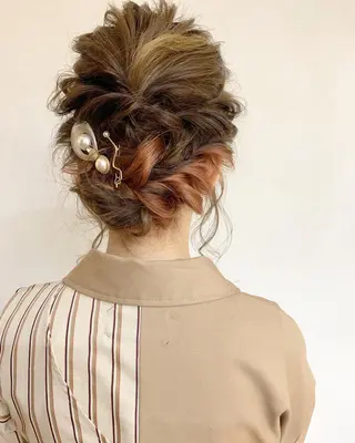 ロング ヘアアレンジ クニモトハルナ ボブ/柔らかカラーのヘアスタイル