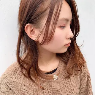 セミロング カラー パーマ 中川 竜誠のヘアスタイル