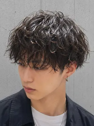 ショート パーマ メンズ men'sモテ 髪🫧ｼｵﾝのヘアスタイル