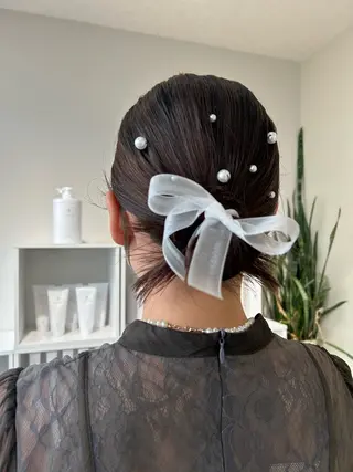 ミディアム ヘアアレンジ 🩰ニシムラヒカリ 半個室salon♡*のヘアスタイル
