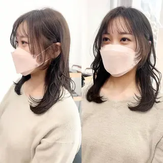 セミロング カラー パーマ ヘアアレンジ メンズ キッズ ネイル マツエク・マツパ アイブロウ 似合せレイヤー/ 柔らか透明感カラーのヘアスタイル