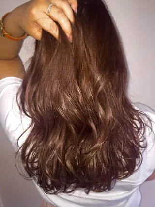 ミディアム セミロング ロング カラー パーマ 若杉 諒のヘアスタイル