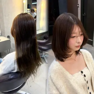 ミディアム カラー 浦川 まどかのヘアスタイル