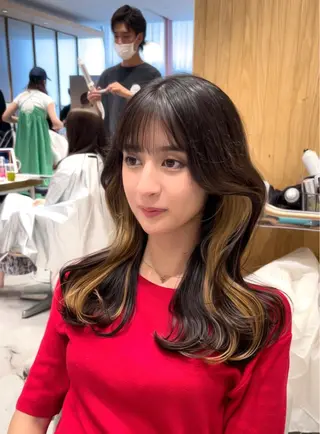 ロング カラー パーマ ヘアアレンジ マツエク・マツパ アイブロウ 顔周り特化/韓国ヘア /レイヤー/吉野幸大のヘアスタイル