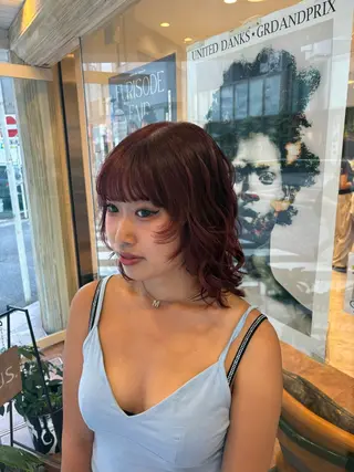 セミロング 🪐海外hair/パ ーマ/暖色/ミミ🌼のヘアスタイル