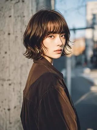 ミディアム ウルフカット 811 大阪梅田 ウルフのヘアスタイル