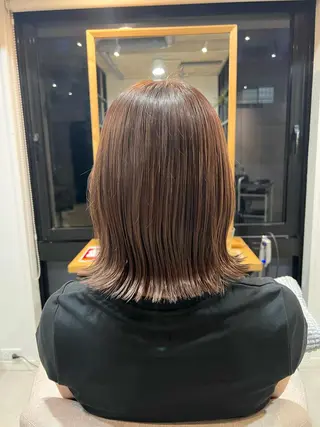 ミディアム saki｜透明カラー ドライパーマ.パーマのヘアスタイル