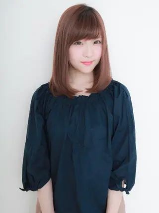 ミディアム 髪質改善\酸熱TR カット【店長】のヘアスタイル