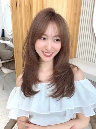 ロング カラー パーマ 銀座✨レイヤーカット 顔まわり/坂本亜裟海のヘアスタイル