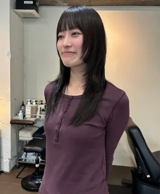 ミディアム カラー 永田 愛莉のヘアスタイル