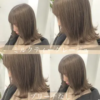 ミディアム カラー パーマ ヘアアレンジ ネイル マツエク・マツパ 韓国風ベージュ🤎 赤みなし🌿横浜🤎のヘアスタイル
