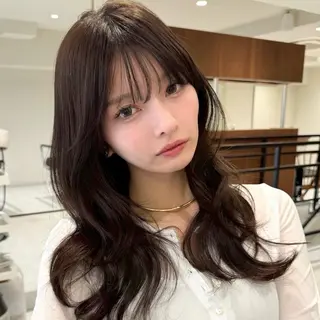 セミロング カラー ヘアアレンジ 内大久保 列夏のヘアスタイル
