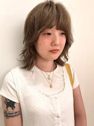 ミディアム カラー ケアパーマ/ケアブリ ーチdaisukeのヘアスタイル