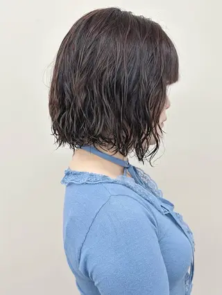 ショート パーマ ボブ/ゆるふわ ボブパーマ/とういのヘアスタイル