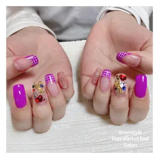 セミロング ネイル 🐾enen style 🐾のネイルデザイン