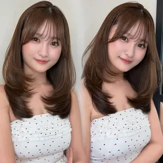 ミディアム YUI 艶カラー 🍓レイヤー 浦和のヘアスタイル