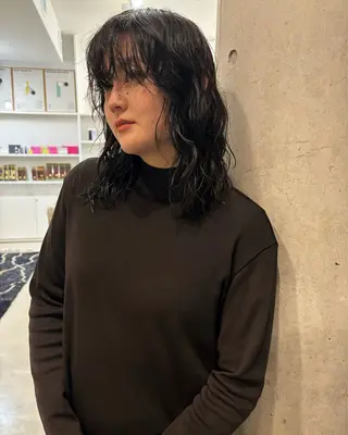ミディアム パーマ オカモト ハルカのヘアスタイル