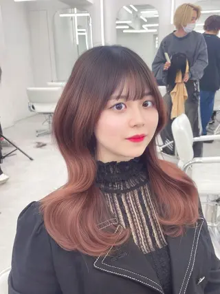 ロング 失敗しない顔まわり× 小顔補正レイヤー難波のヘアスタイル