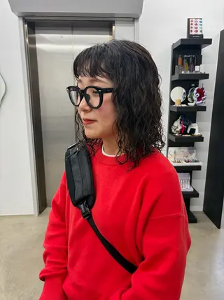 ミディアム パーマ Nico☺︎🎀YU ボブ/カットのヘアスタイル