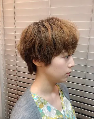 ショート ボブ/縮毛/レイヤー モトナリのヘアスタイル