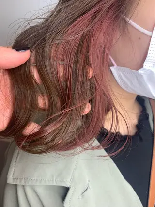 セミロング カラー ヘアアレンジ 🎀暖色カラー🎀 ♡yurika♡のヘアスタイル