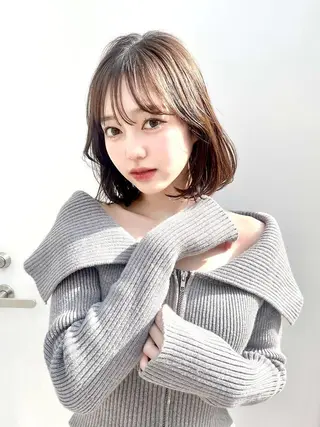 カラー 🌸春の暗髪カラー 🌸透明感ヘアのヘアスタイル
