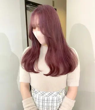 カラー mizuki/ピンク ベージュ.レイヤーのヘアスタイル