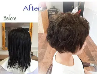 ショート カラー パーマ 松田 由貴のヘアスタイル