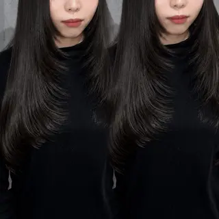 ロング カラー 🎀韓国レイヤー/シ ョート×透明感カラーのヘアスタイル