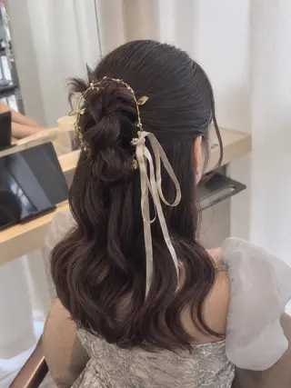 ミディアム ヘアアレンジ 🤍静岡/影島 李有/美容院🎀のヘアスタイル