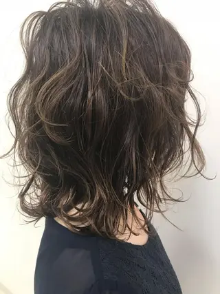 ミディアム カラー パーマ ヘアアレンジ メンズ キッズ ネイル マツエク・マツパ Lien 深井店のヘアスタイル