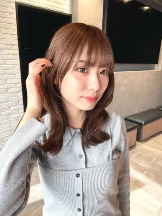 セミロング カラー パーマ 髪質改善/縮毛矯正/ 透明感🩵NANAのヘアスタイル