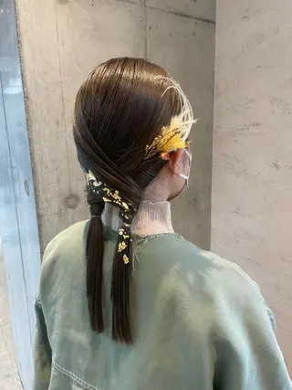 セミロング ヘアアレンジ はやしほのか| マンツーマン美容師のヘアスタイル