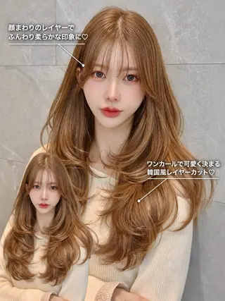 ロング カラー ヘアアレンジ 韓国風カラーカット 🤍店長　鳥越のヘアスタイル