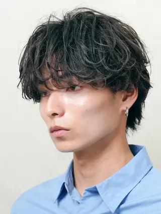 ミディアム パーマ メンズ レディースショート 福岡天神メンズパーマのヘアスタイル