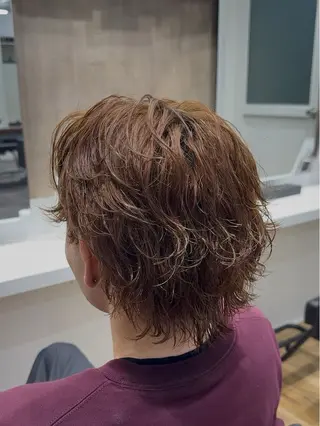 ミディアム カラー パーマ メンズ パーマ特化美容師🔥 フジモト ライのヘアスタイル