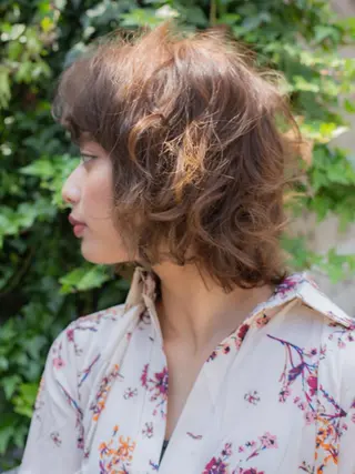 ミディアム パーマ 福島 浩司のヘアスタイル