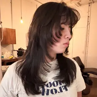 セミロング 艶カラー🫧 猿渡 響のヘアスタイル