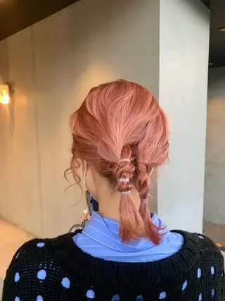 ミディアム ヘアアレンジ ピンクカラー/ mana🎀のヘアスタイル
