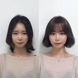 ショート 新宿/韓国レイヤー/ 顔まわり透明感カラーのヘアスタイル