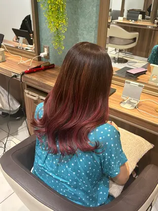 セミロング パーマ 縮毛美髪矯正/ ハイトーン/あゆみのヘアスタイル