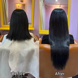 ロング カラー+ちび編み込み エクステ/梅田のヘアスタイル