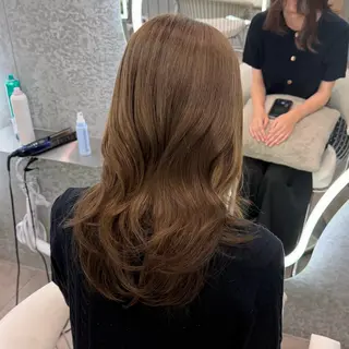 セミロング カラー ヘアアレンジ ブリーチなしW🎀 髪質改善／はのんのヘアスタイル