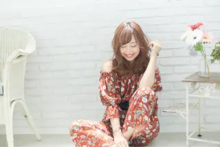 ロング カラー パーマ ご新規様限定 透明感カラーKANAのヘアスタイル