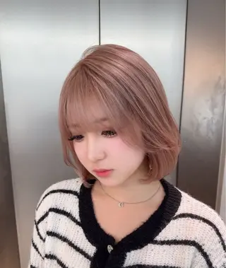 ミディアム カラー ARIA💎縮毛矯正 ブリーチ💎複雑履歴のヘアスタイル