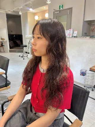 ロング パーマ 横浜/カットパーマ モデル/佐藤桃香のヘアスタイル