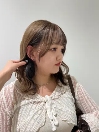 ミディアム カラー ヘアアレンジ 💗暖色/ブリーチ/ レイヤー/横浜/メイのヘアスタイル
