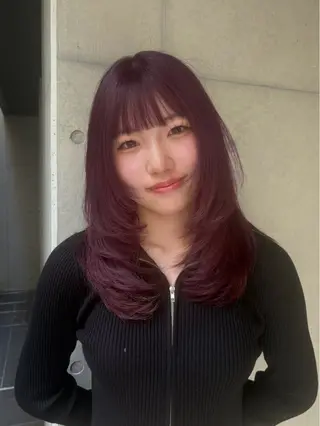セミロング カラー 韓国レイヤー/透明感 カラー/RIN🎀のヘアスタイル