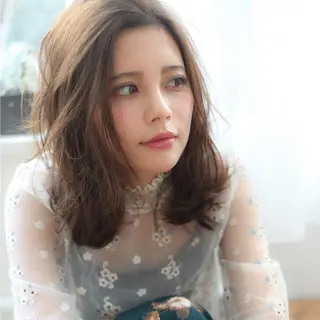 ミディアム カラー パーマ ヘアアレンジ 髪質改善/韓国風 レイヤー/田村祐樹のヘアスタイル