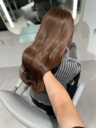 セミロング 透明感巻ける縮毛矯正 可愛いStyle杏琉のヘアスタイル